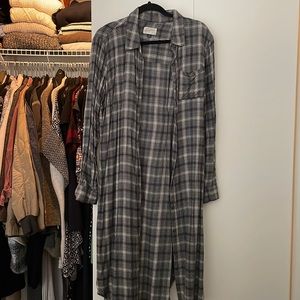 Plaid grey flannel dress/long over shirt